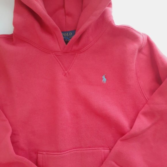 NWT Polo Ralph Lauren Boys Size 7 RED Fleece Pullover Hoodie w/ Gray Pony NEW - Picture 2 of 6